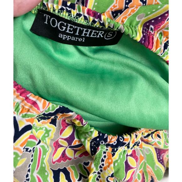 Together Apparel Women's Tunic Top Size S Cold Shoulder Retro Colorful - Picture 2 of 6